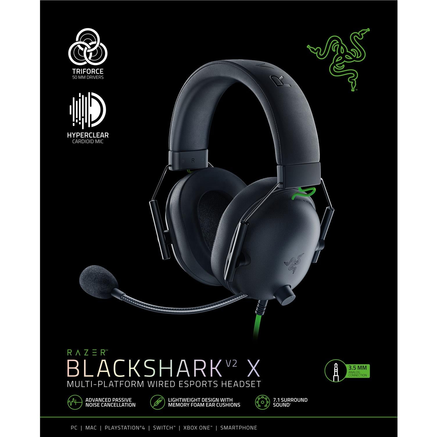 Razer Blackshark V2 X - Multi-Platform Wired Esports Headset