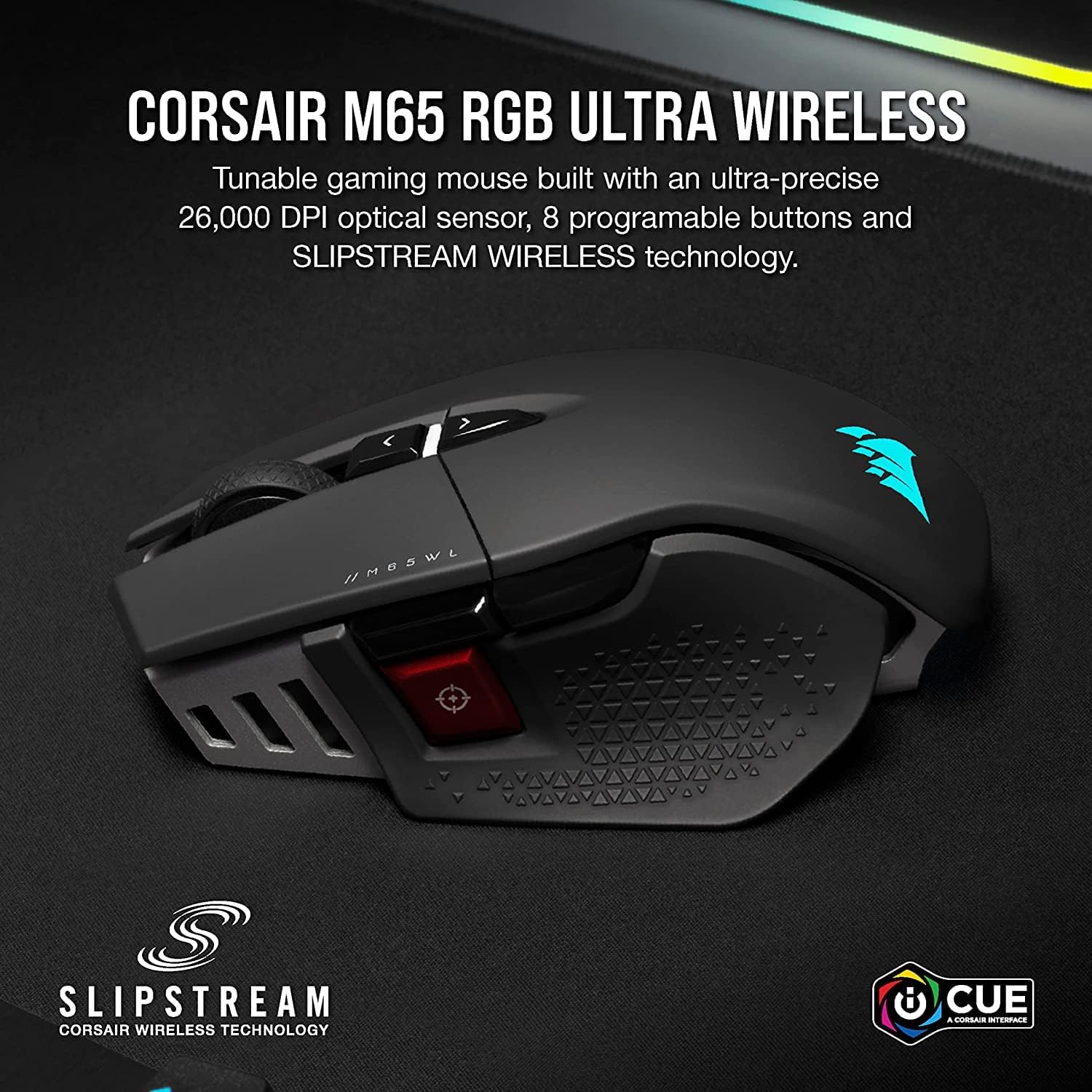 CORSAIR M65 RGB LED Ultra Wireless Optical Gaming Mouse