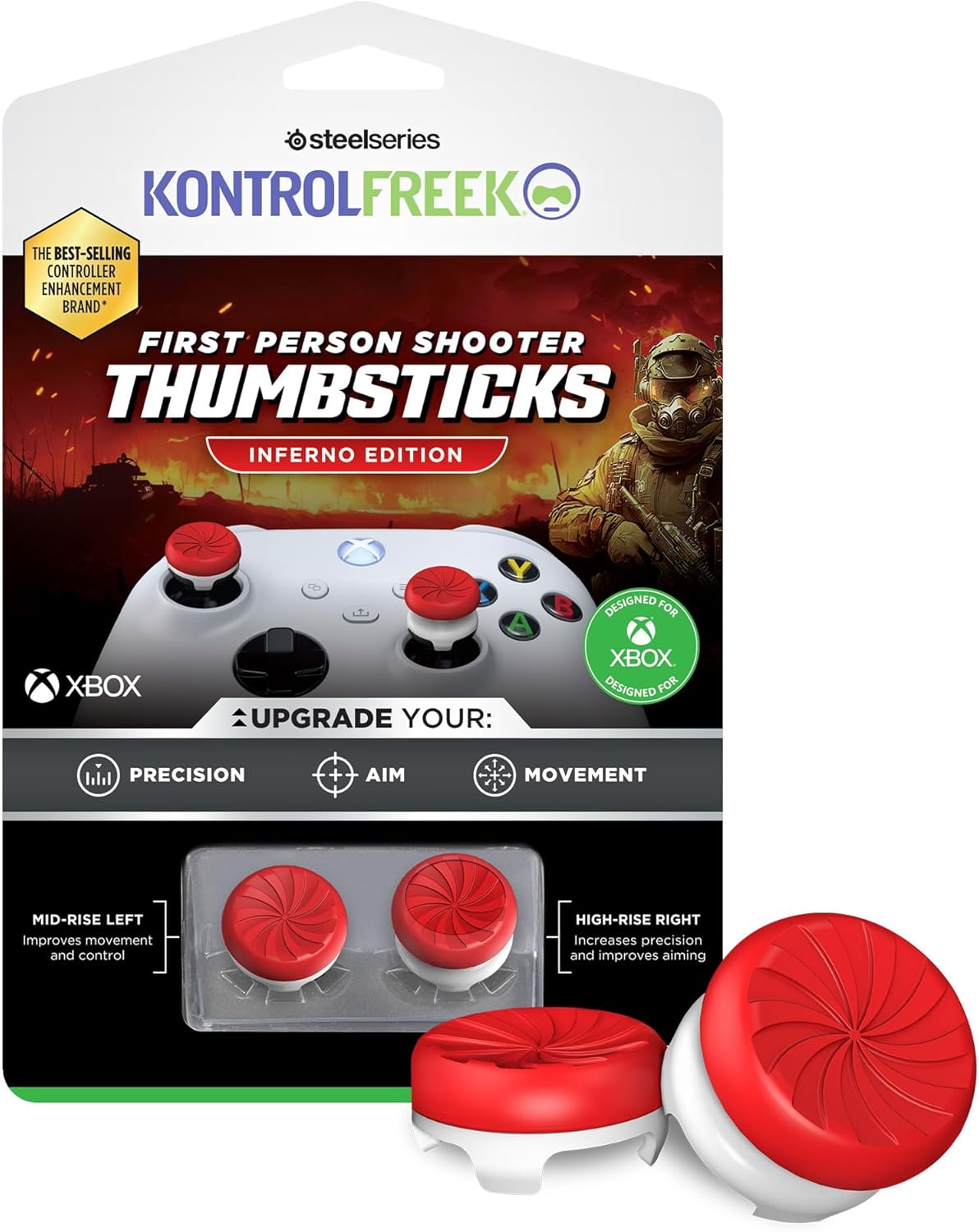 KontrolFreek FPS Inferno (Red/White) Thumbsticks Kit - Xbox