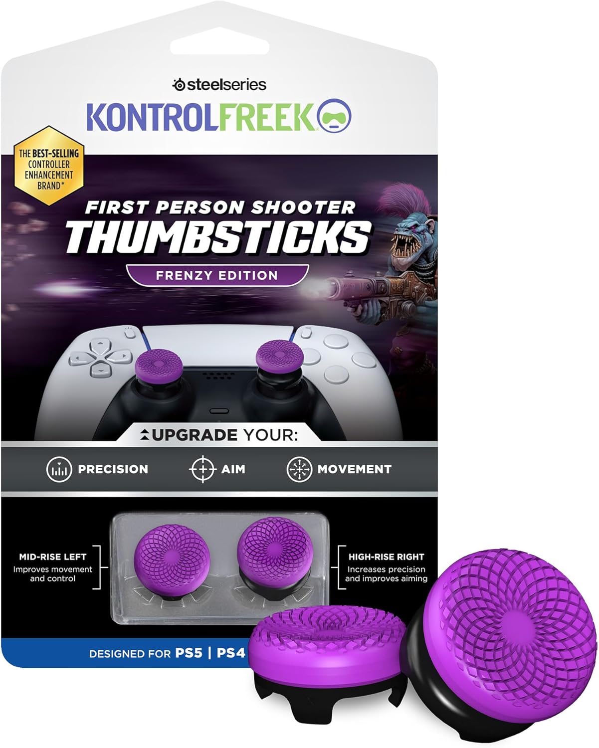 KontrolFreek FPS Frenzy (Purple/Black) Thumbsticks Kit - PS5