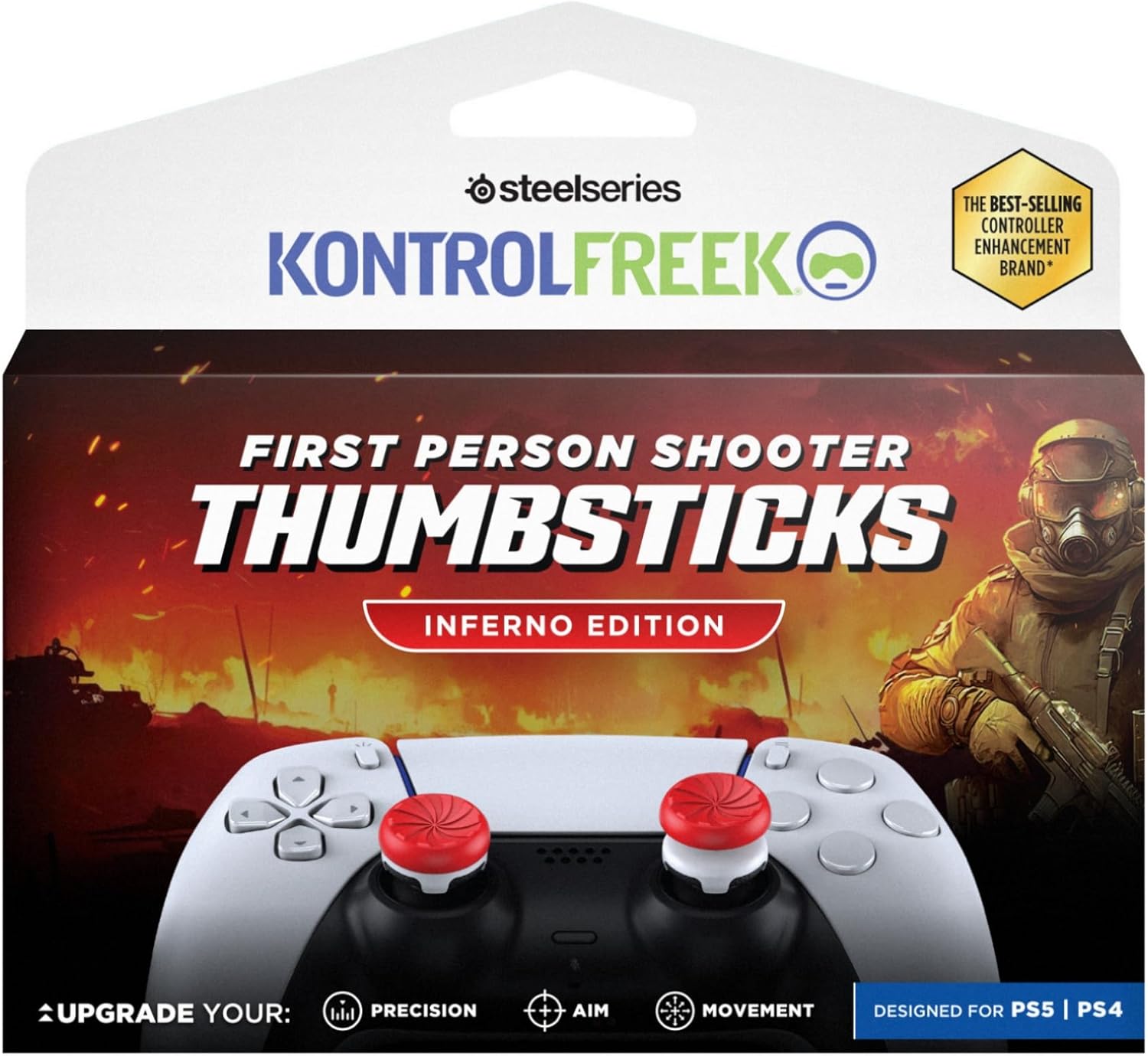 KontrolFreek FPS Inferno (Red/White) Thumbsticks Kit - PS5