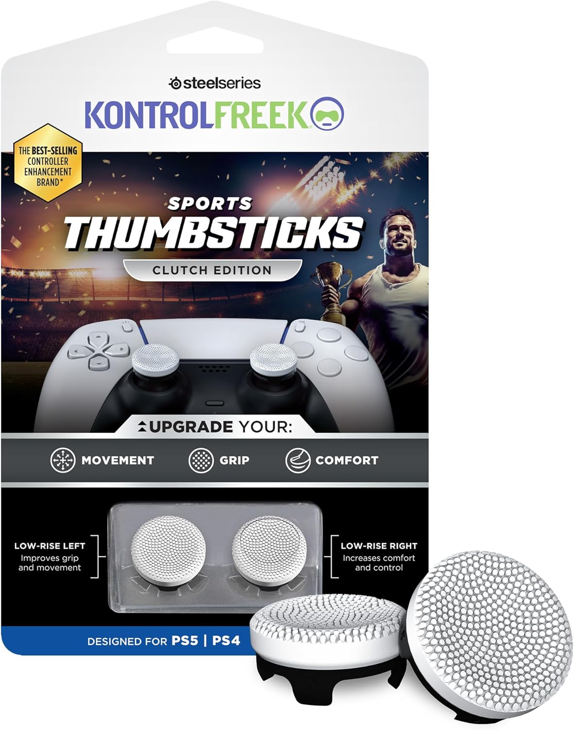 KontrolFreek Sports Clutch (White/Black) Thumbsticks Kit - PS5