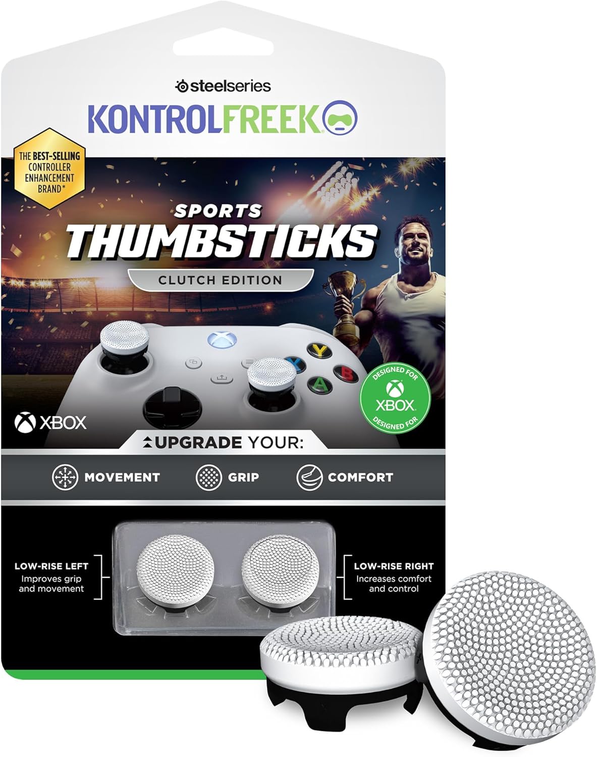KontrolFreek Sports Clutch (White/Black) Thumbsticks Kit - Xbox