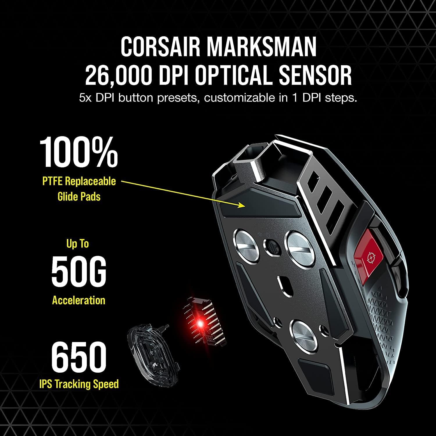 CORSAIR M65 RGB LED Ultra Wireless Optical Gaming Mouse