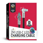 Powerwave 2M USB-C LED Charging Cable w/ Adjustable Head & USB-A Adapter for Nintendo Switch 2