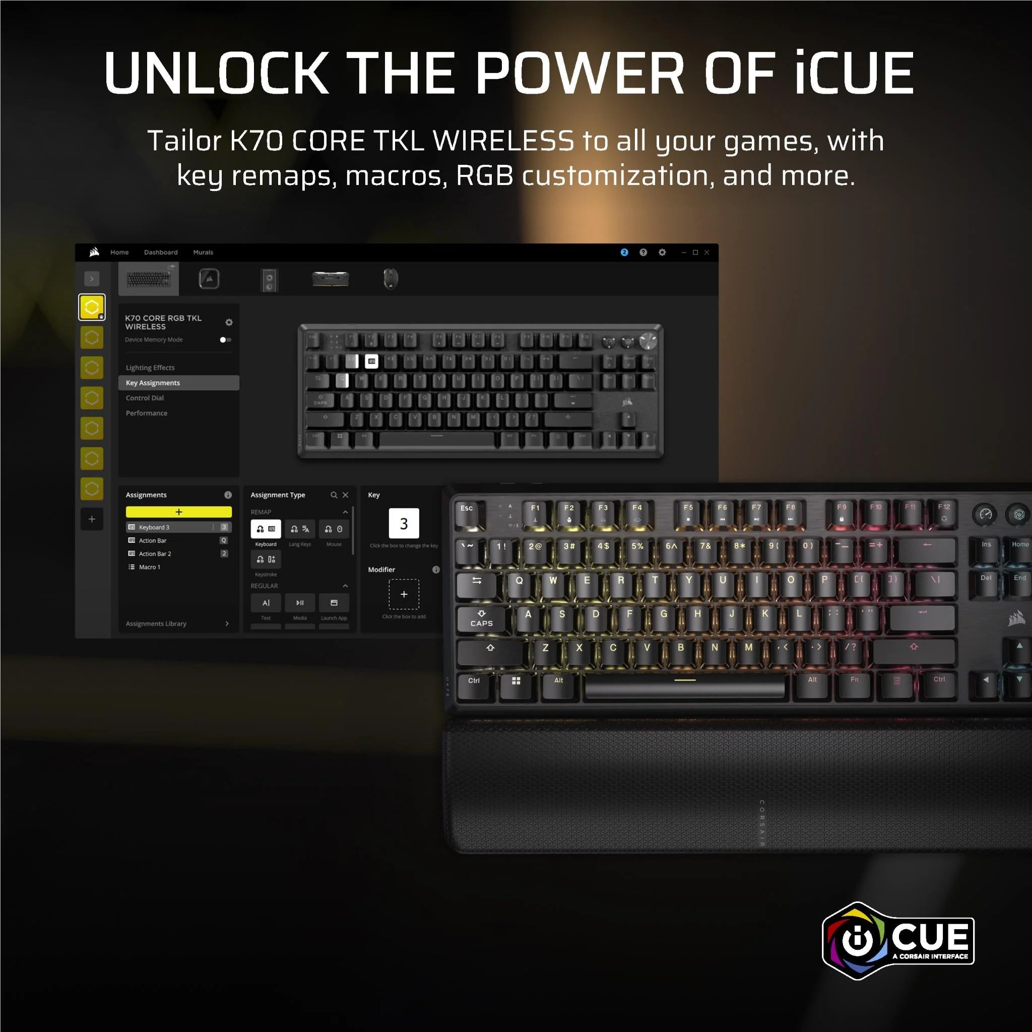 CORSAIR K70 Core TKL Wireless RHB MLX Red V2 Gaming Keyboard