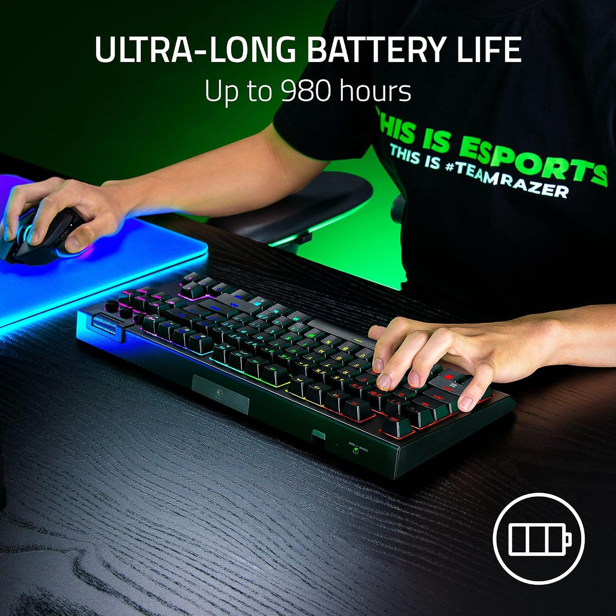 Razer BlackWidow V4 Tenkeyless (TKL) HyperSpeed - Hot-Swappable Wireless Mechanical Gaming Keyboard (Orange Tactile Switch)