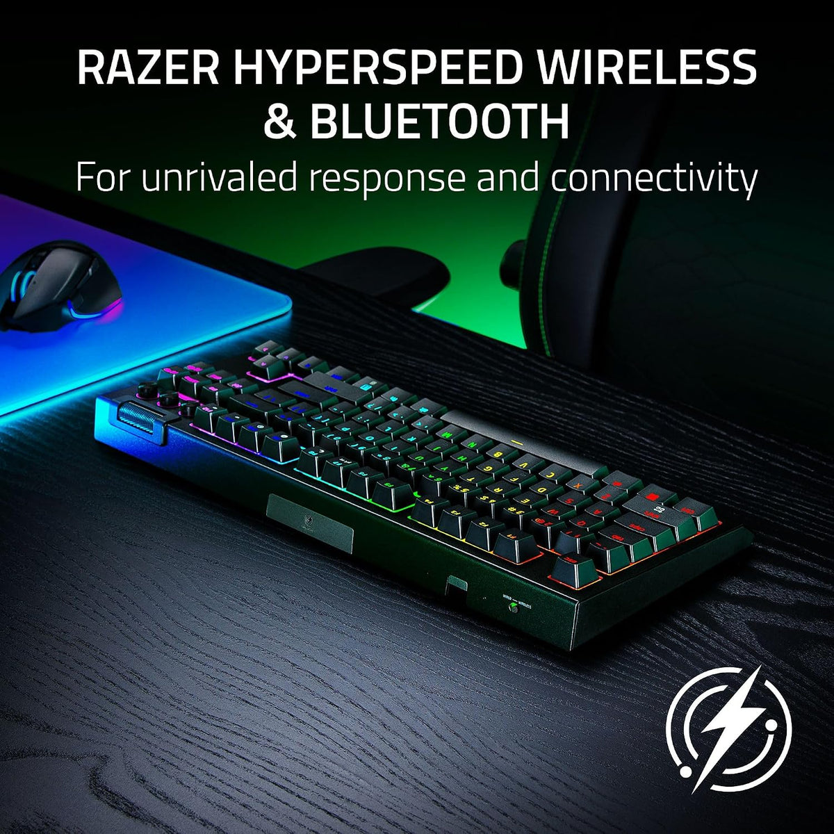 Razer BlackWidow V4 Tenkeyless (TKL) HyperSpeed - Hot-Swappable Wireless Mechanical Gaming Keyboard (Orange Tactile Switch)