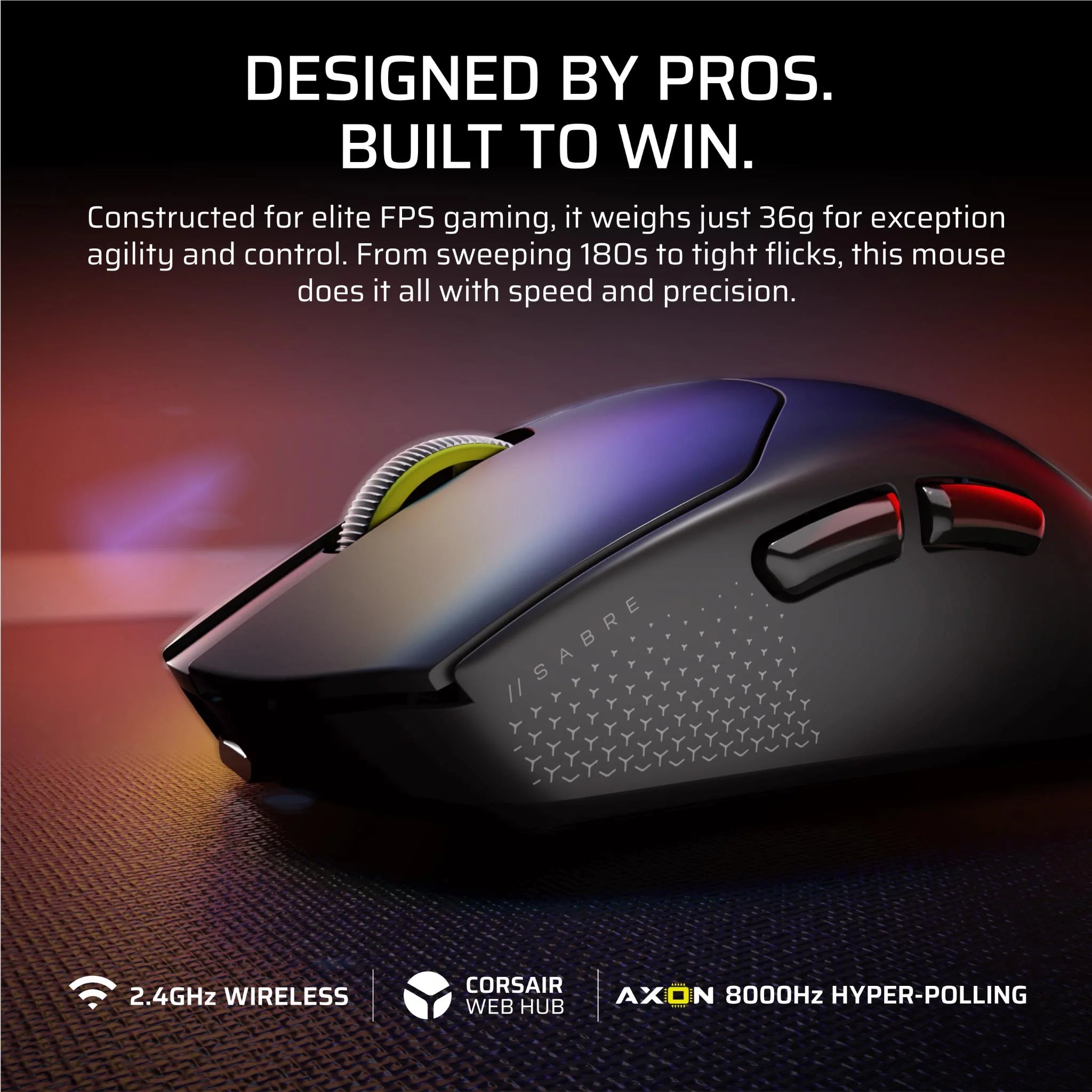 CORSAIR Sabre V2 Pro Ultralight Wireless Mouse - Black