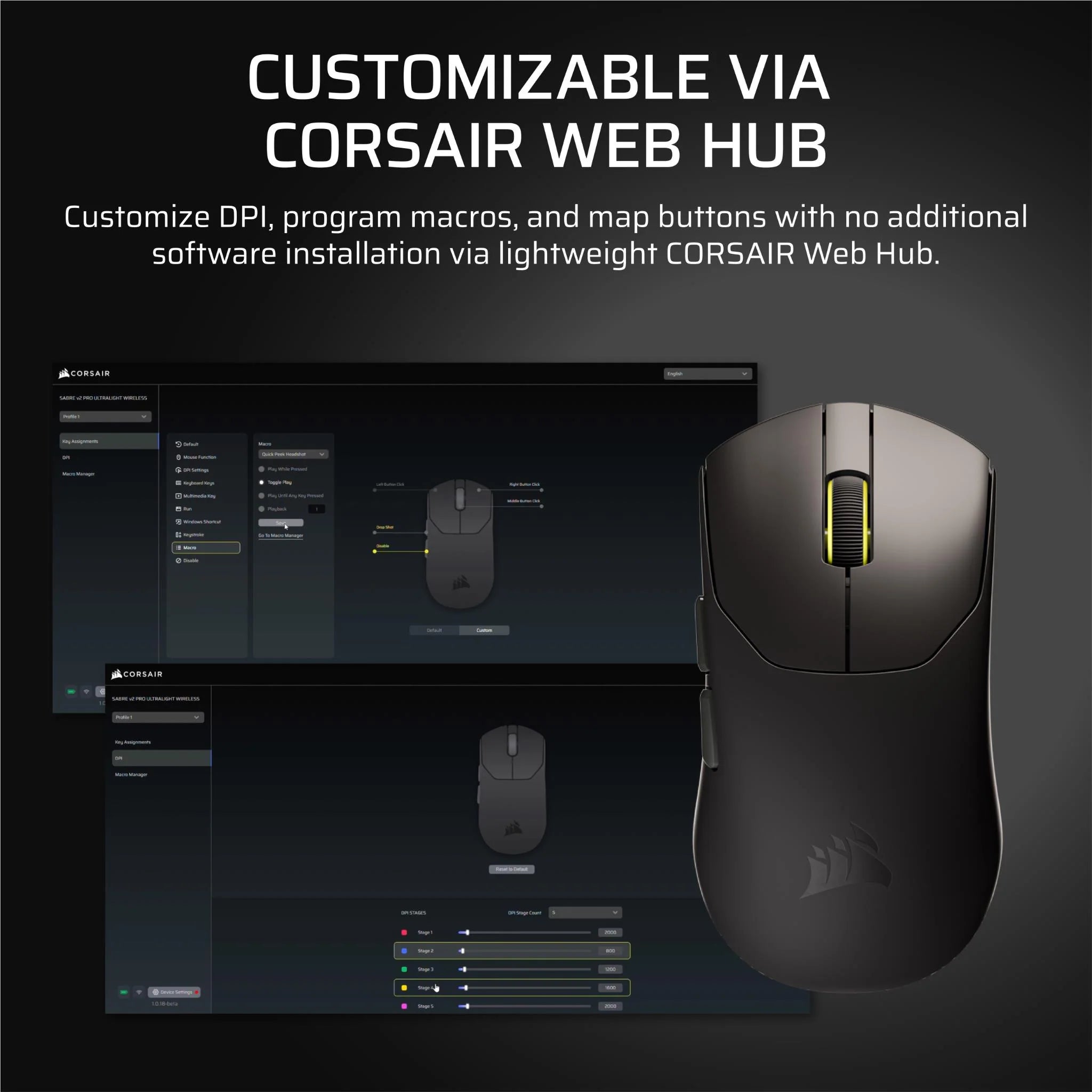 CORSAIR Sabre V2 Pro Ultralight Wireless Mouse - Black