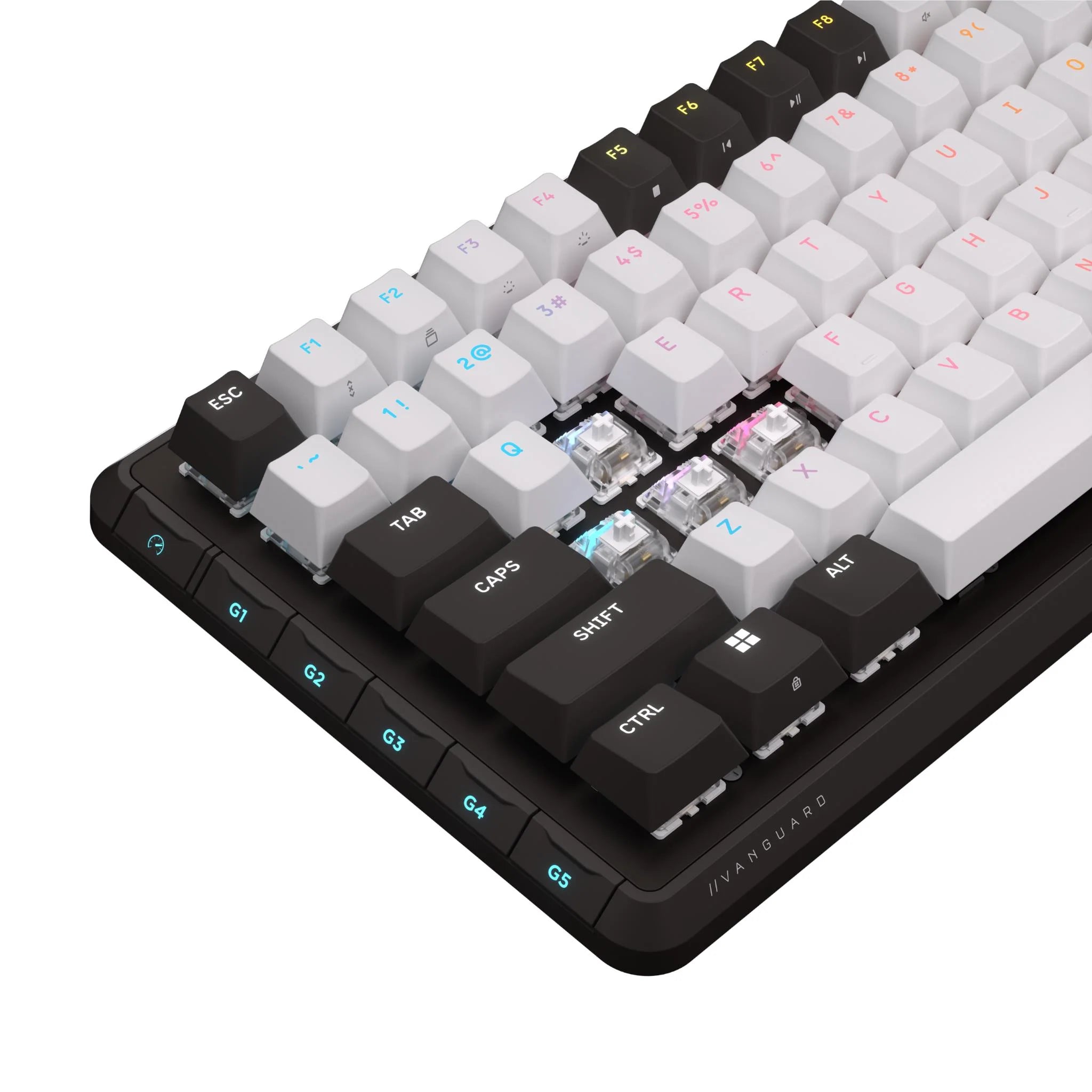CORSAIR Vanguard 96-Pulse Dual Tone PBT  Black & White Keyboard