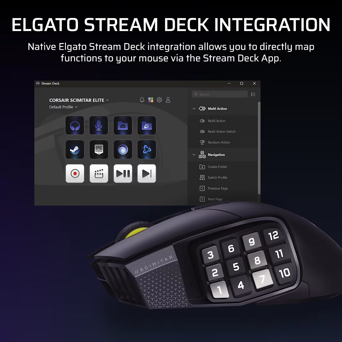 CORSAIR Scimitar Elite Wireless SE MMO Gaming Mouse