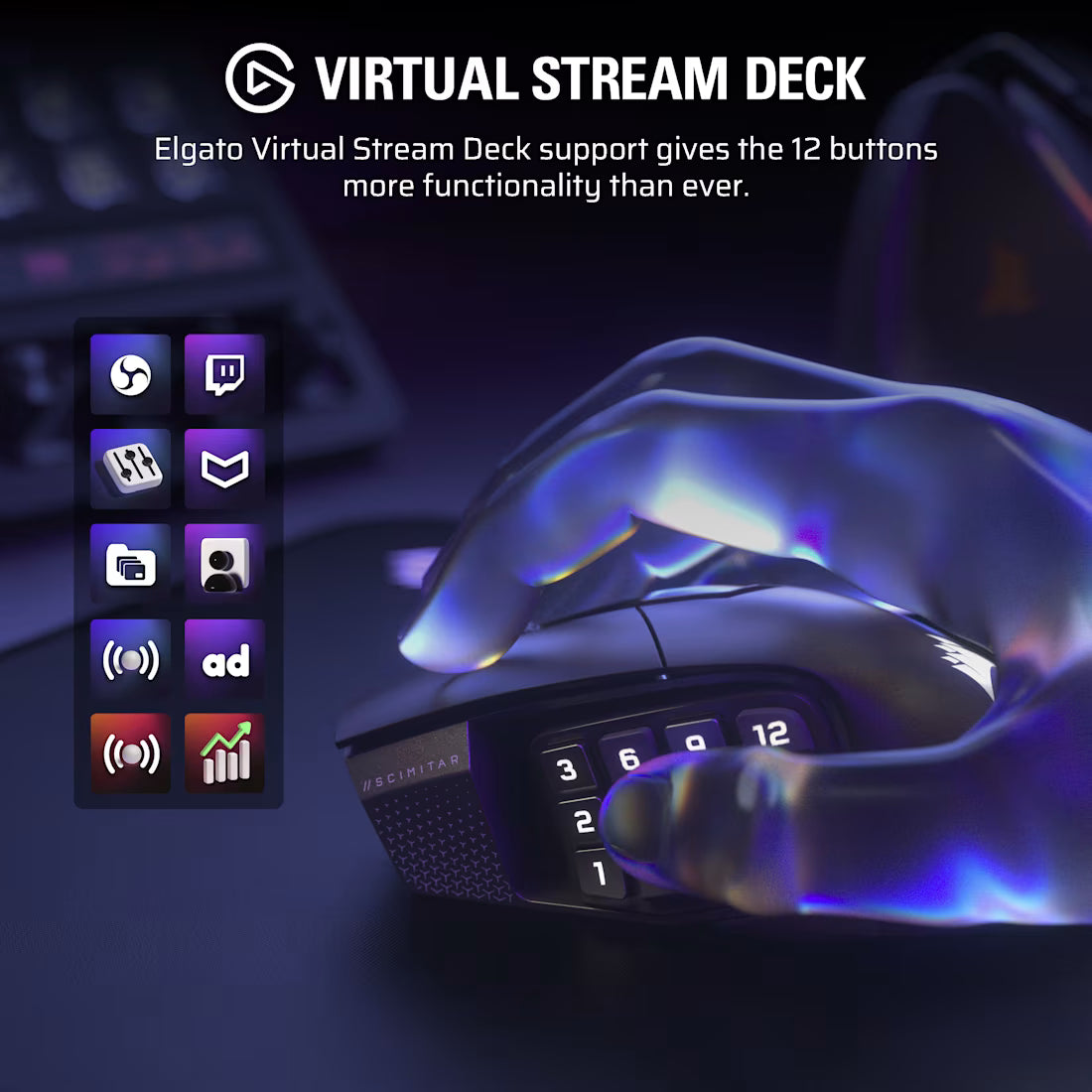 CORSAIR Scimitar Elite Wireless SE MMO Gaming Mouse