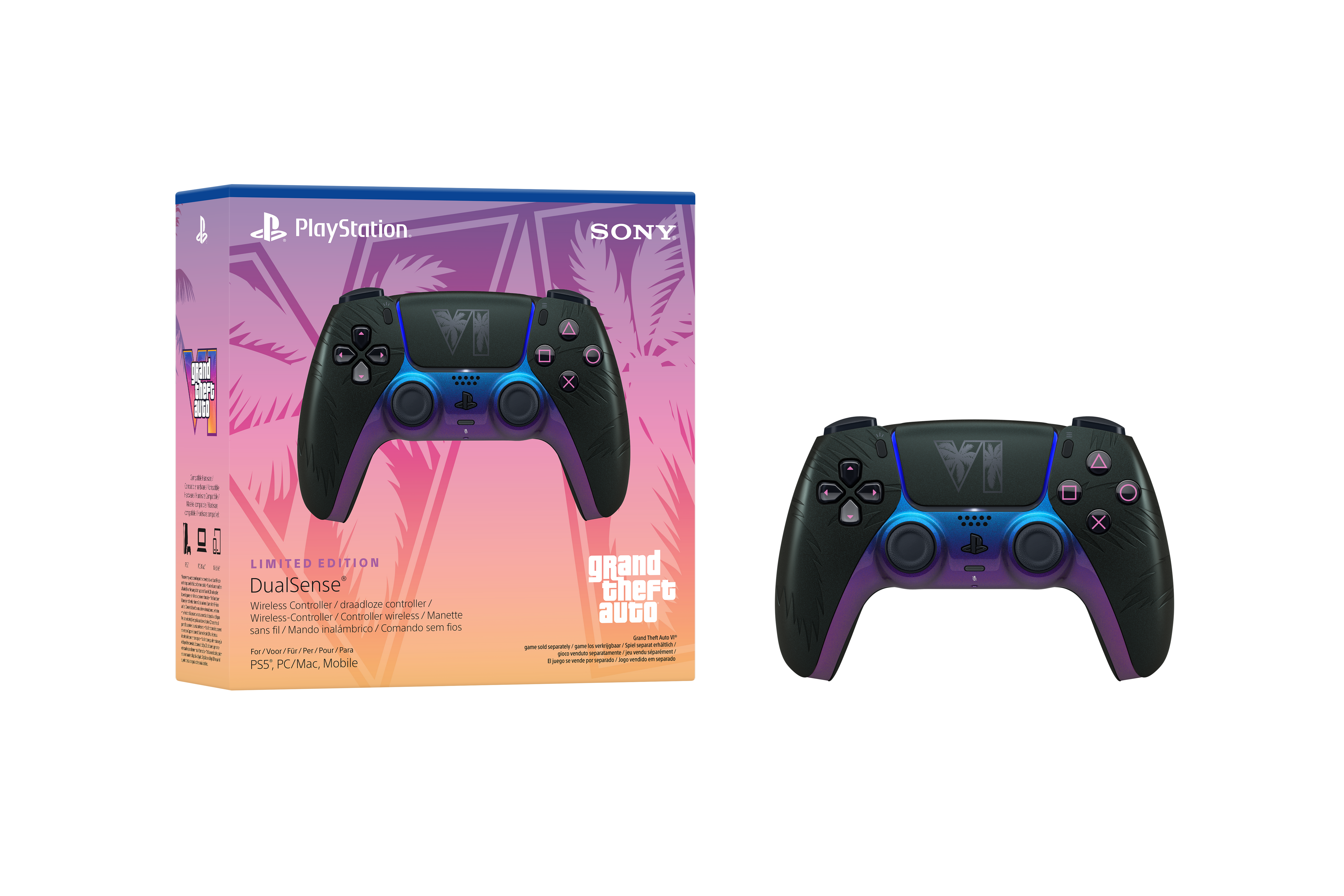 PS5 PlayStation 5 DualSense Wireless Controller: Grand Theft Auto VI - Black Limited Edition