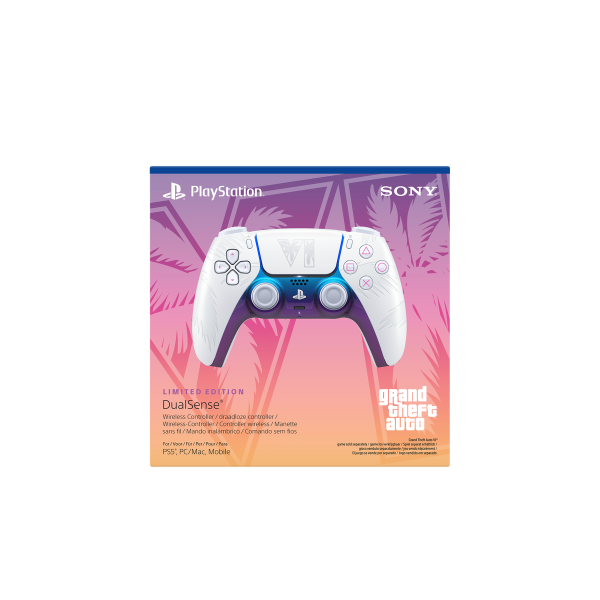 PS5 PlayStation 5 DualSense Wireless Controller: Grand Theft Auto VI - White Limited Edition