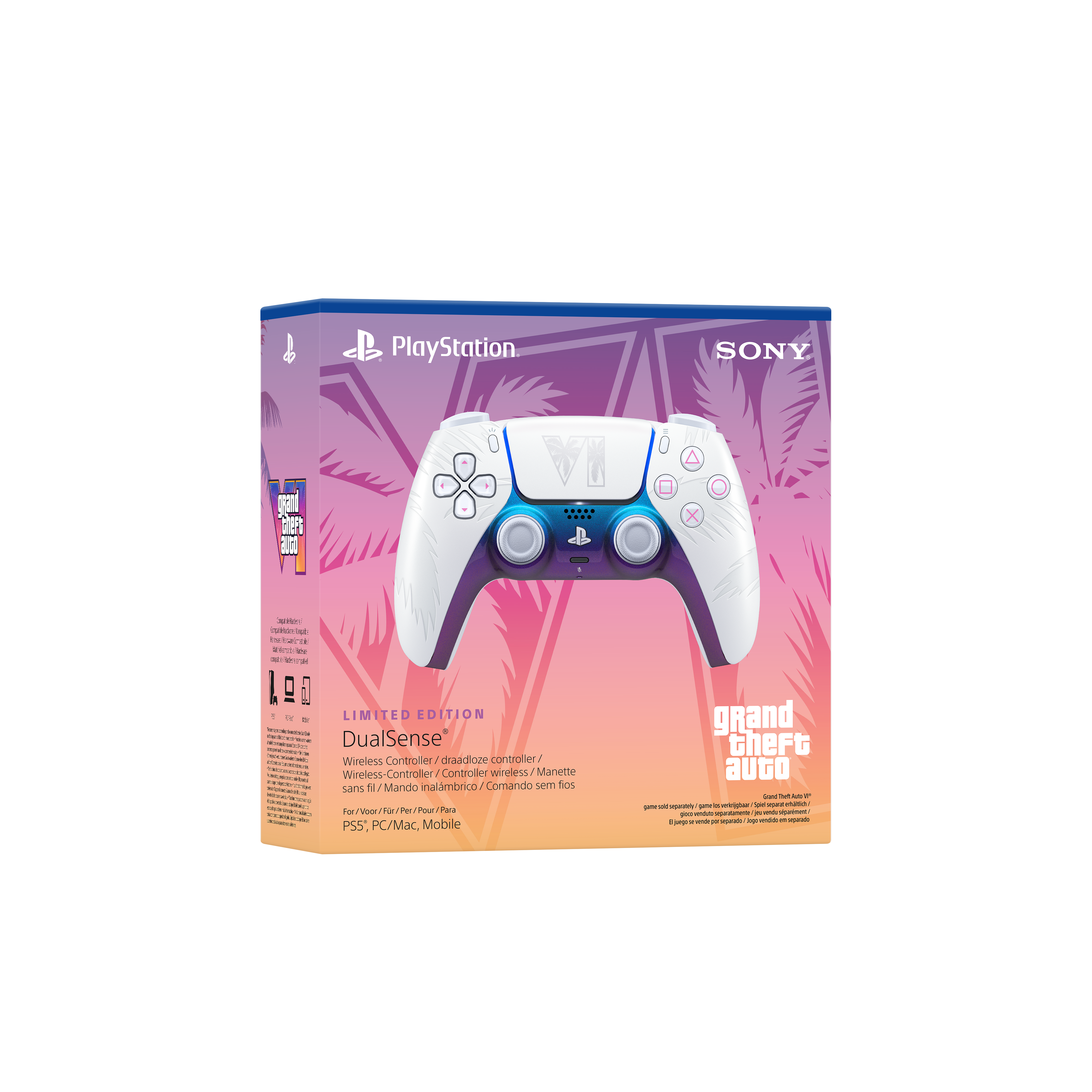 PS5 PlayStation 5 DualSense Wireless Controller: Grand Theft Auto VI - White Limited Edition