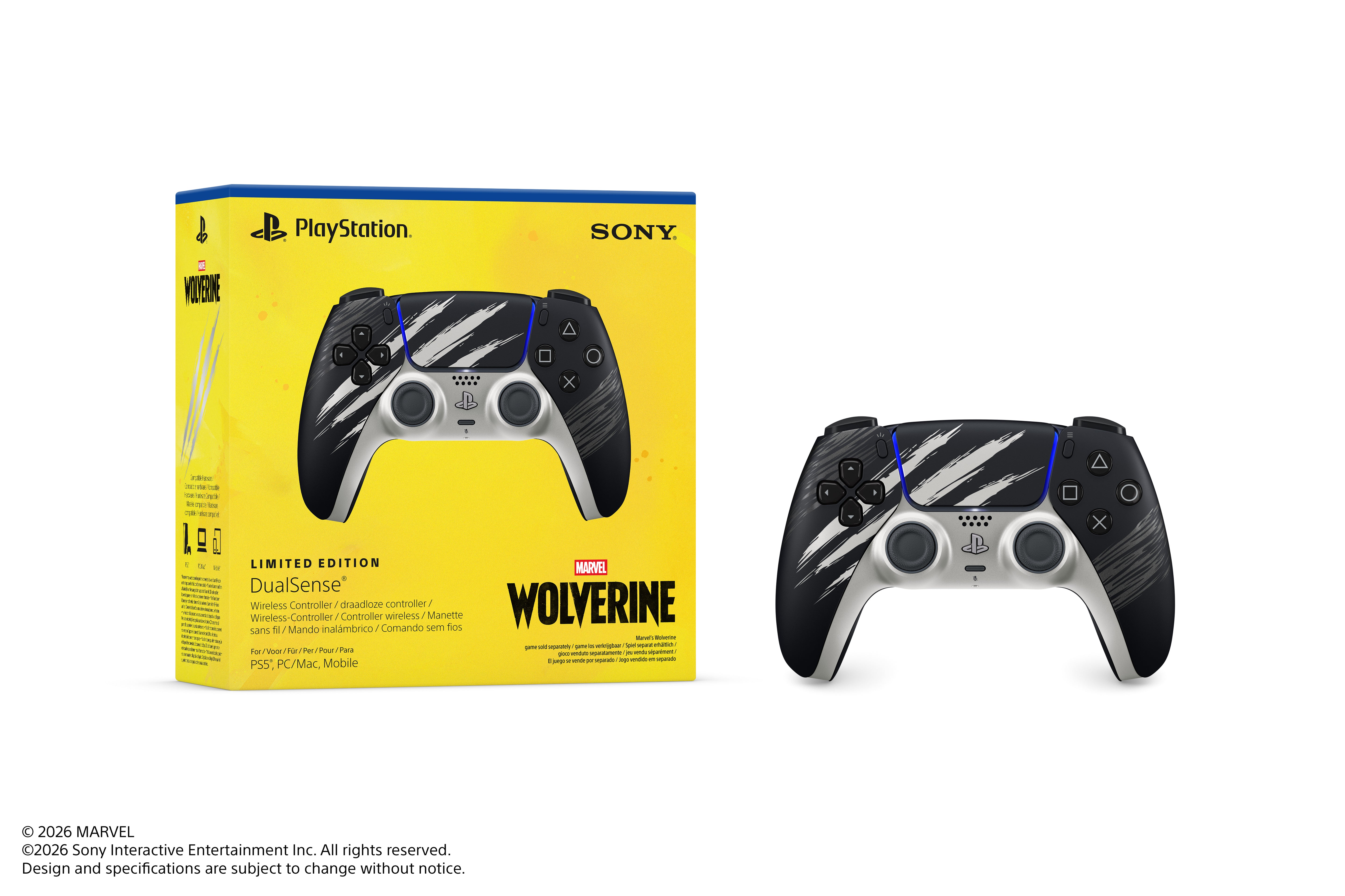 PS5 PlayStation 5 DualSense Wireless Controller - Marvel’s Wolverine Adamantium Limited Edition