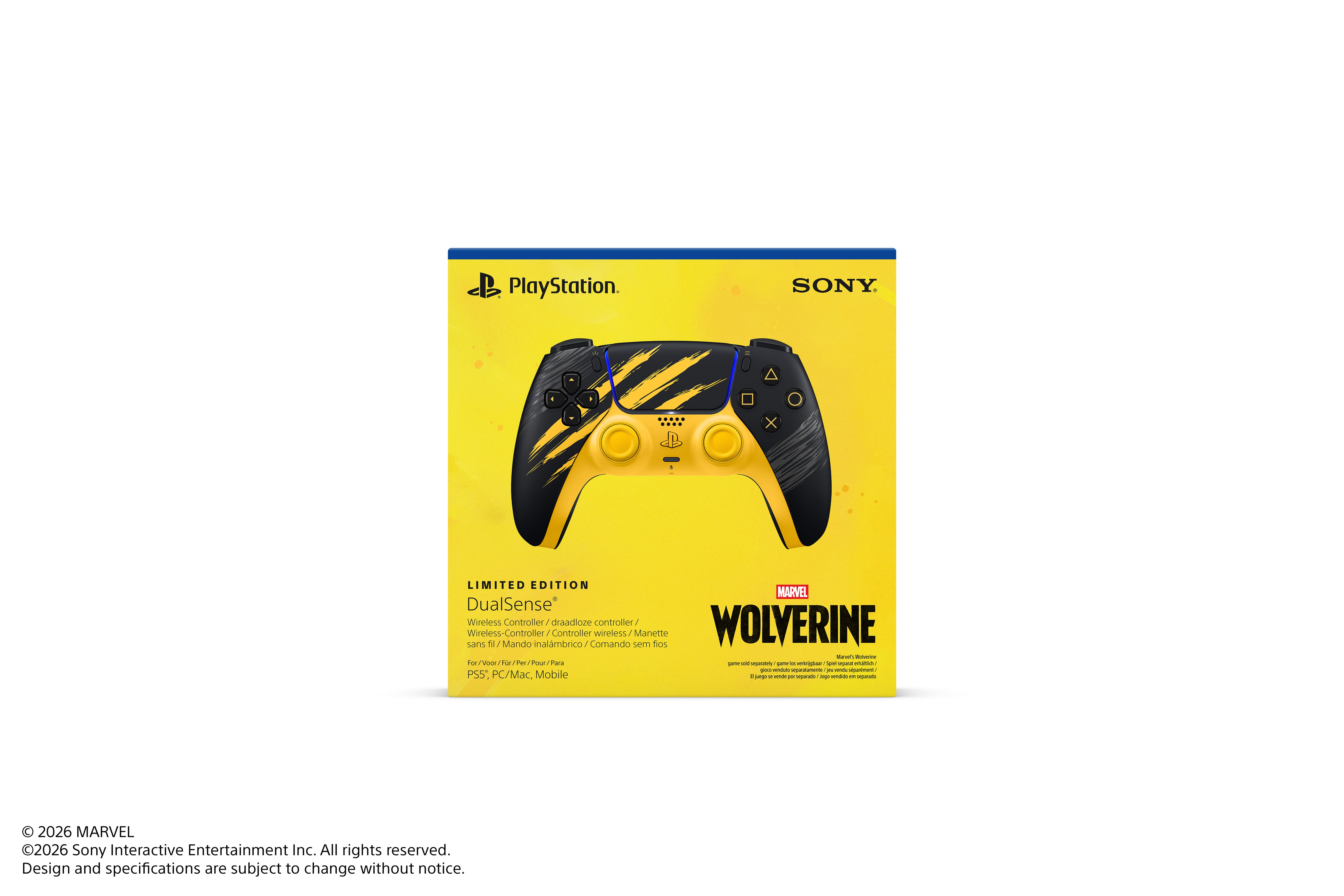 PS5 PlayStation 5 DualSense Wireless Controller - Marvel’s Wolverine Battle Yellow Limited Edition