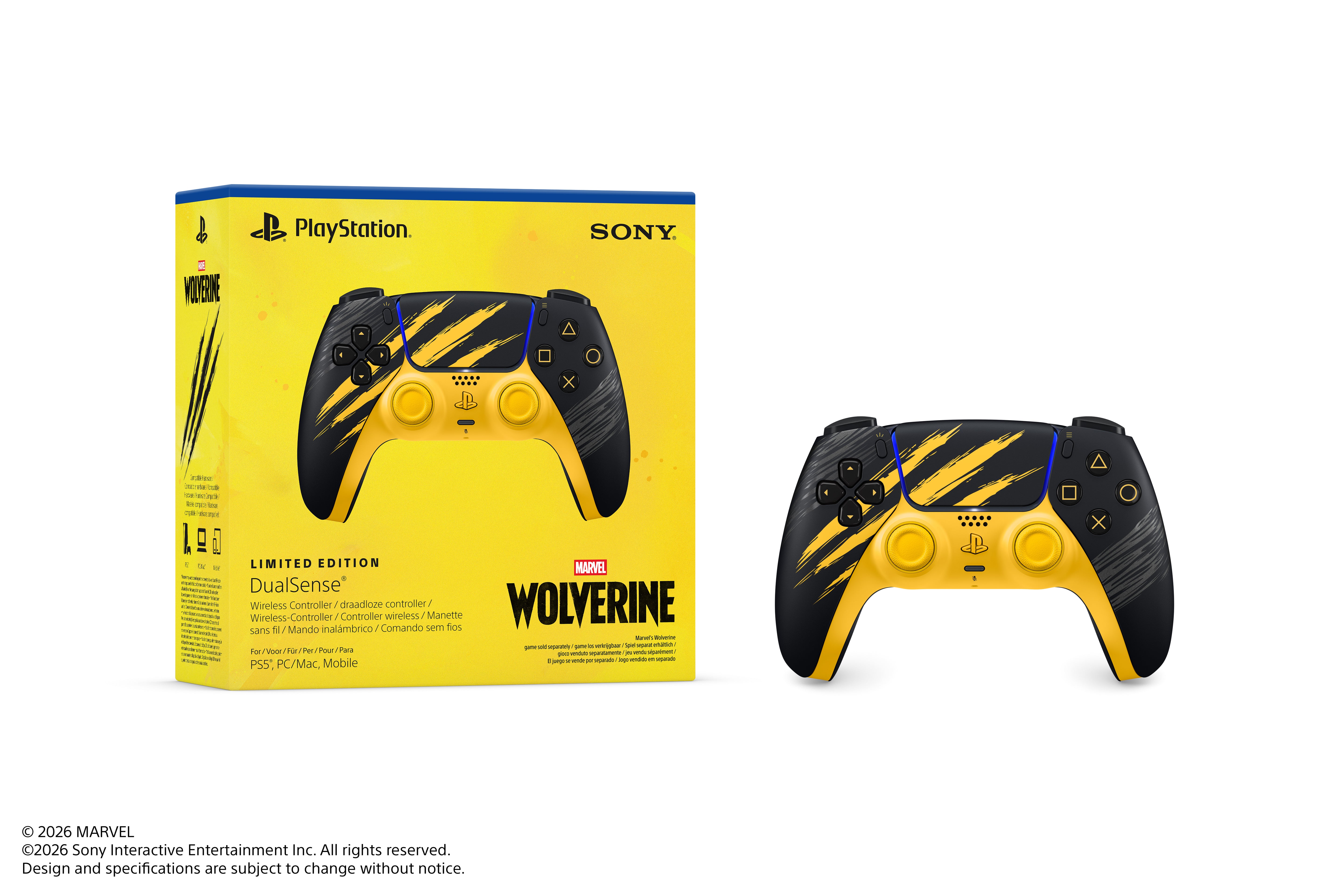 PS5 PlayStation 5 DualSense Wireless Controller - Marvel’s Wolverine Battle Yellow Limited Edition