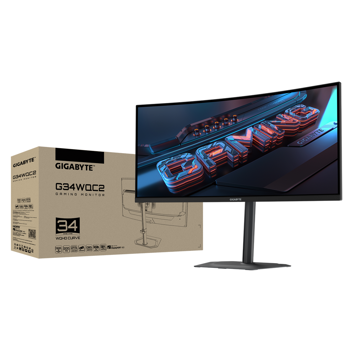 GIGABYTE G34WQC2 34" Gaming Monitor CURVE 200Hz VA 1500R 2xHDMI