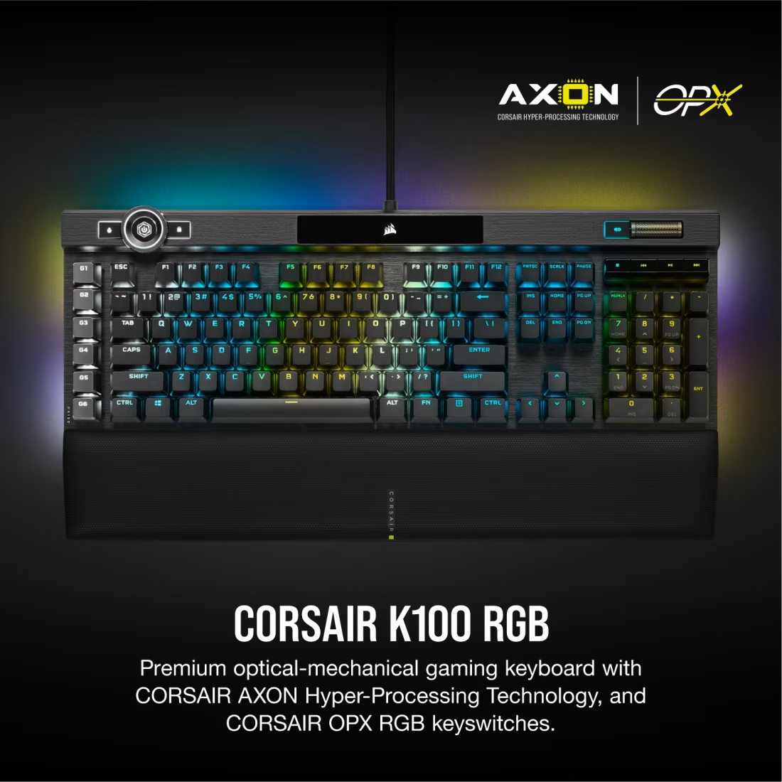 CORSAIR K100 RGB Optical-Mechanical Gaming Keyboard - OPX Rapidfire