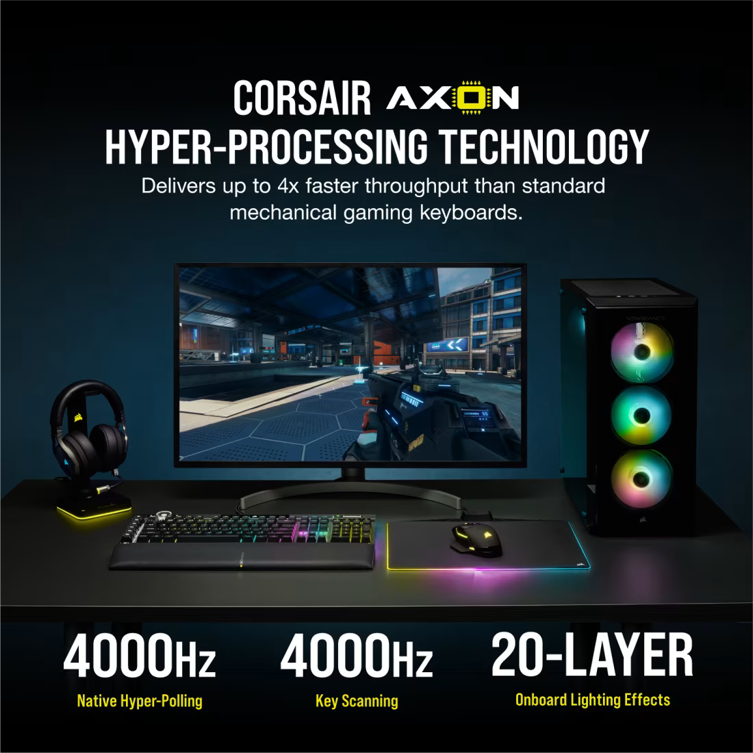 CORSAIR K100 RGB Optical-Mechanical Gaming Keyboard - OPX Rapidfire