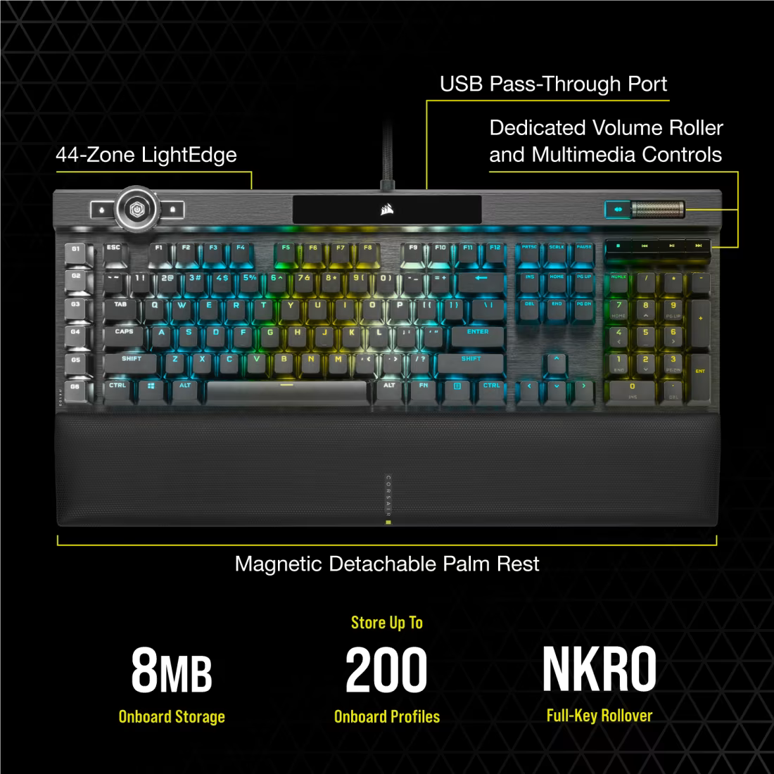 CORSAIR K100 RGB Optical-Mechanical Gaming Keyboard - OPX Rapidfire