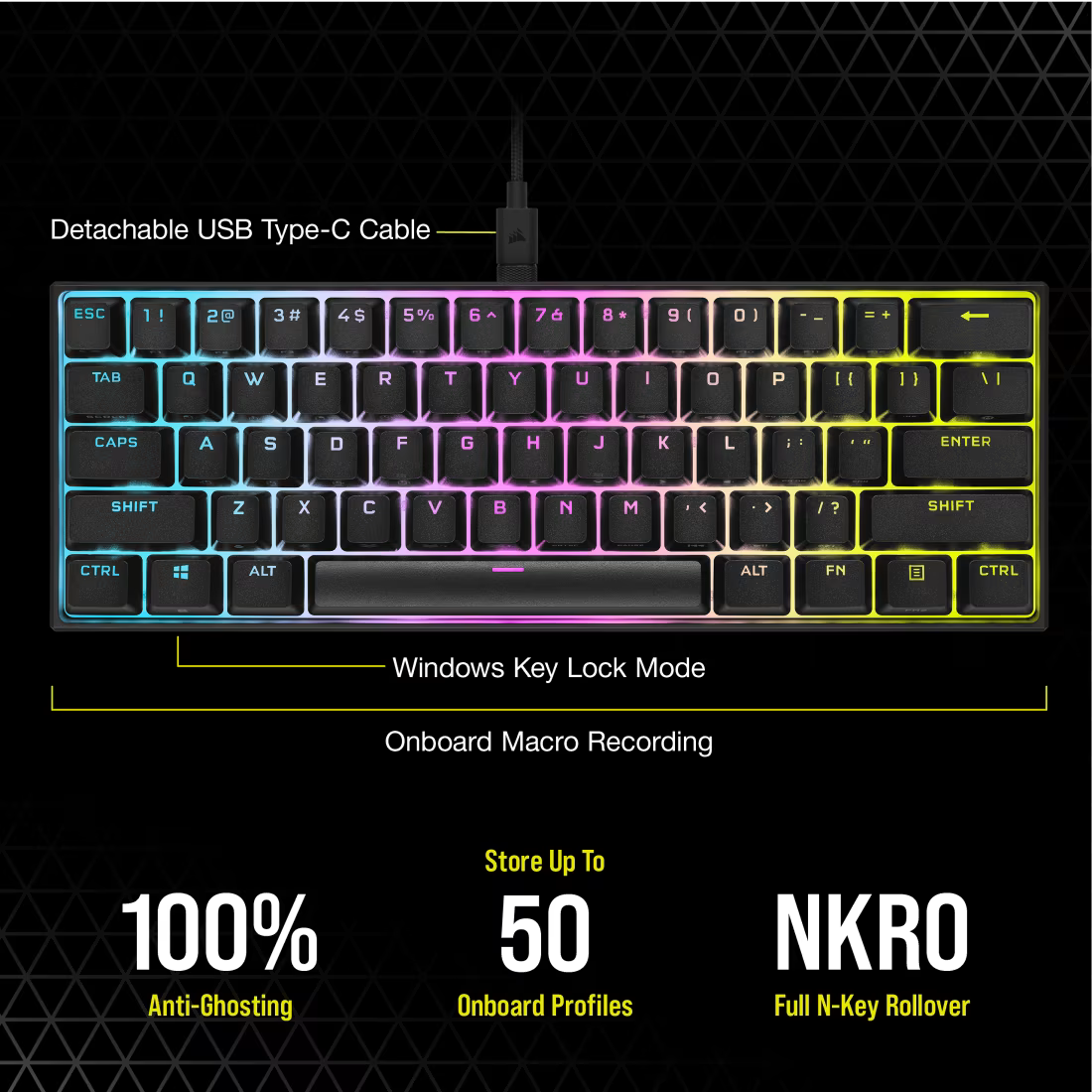 CORSAIR K65 RGB Mini 60% Mechanical Gaming Keyboard