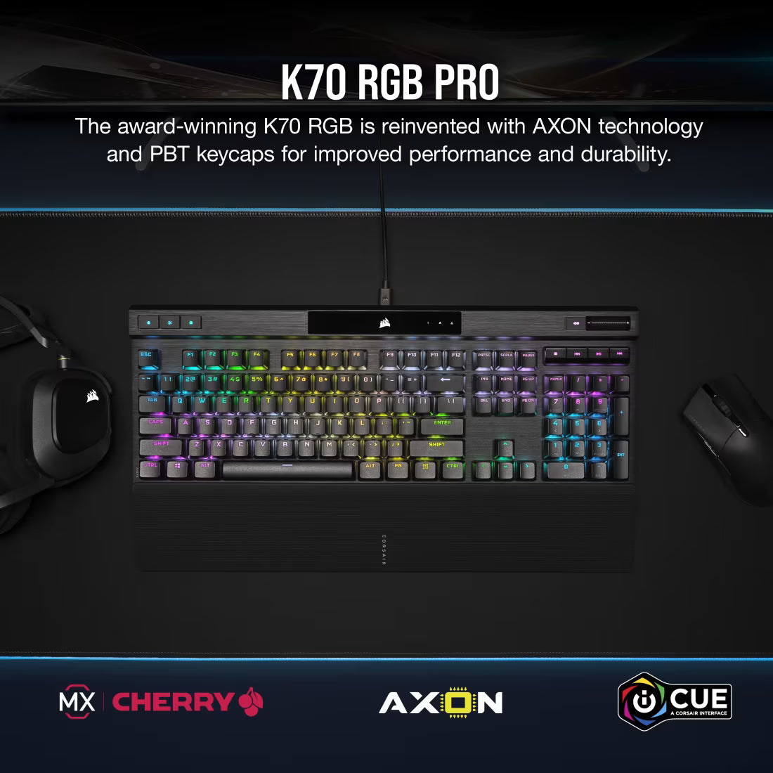 CORSAIR K70 RGB PRO Mechanical Gaming Keyboard - Cherry MX Speed Silver