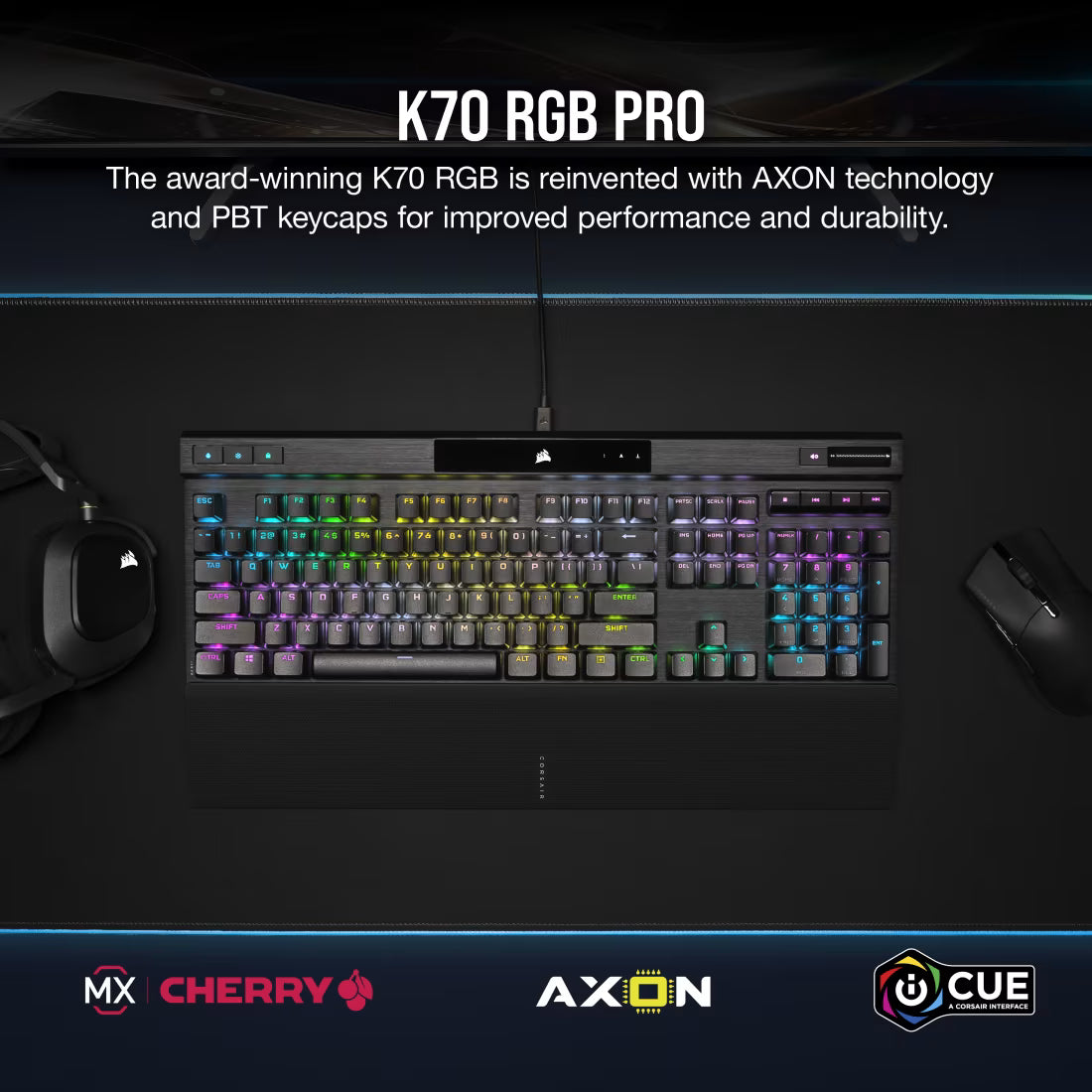 CORSAIR K70 RGB PRO Mechanical Gaming Keyboard - Cherry MX Red