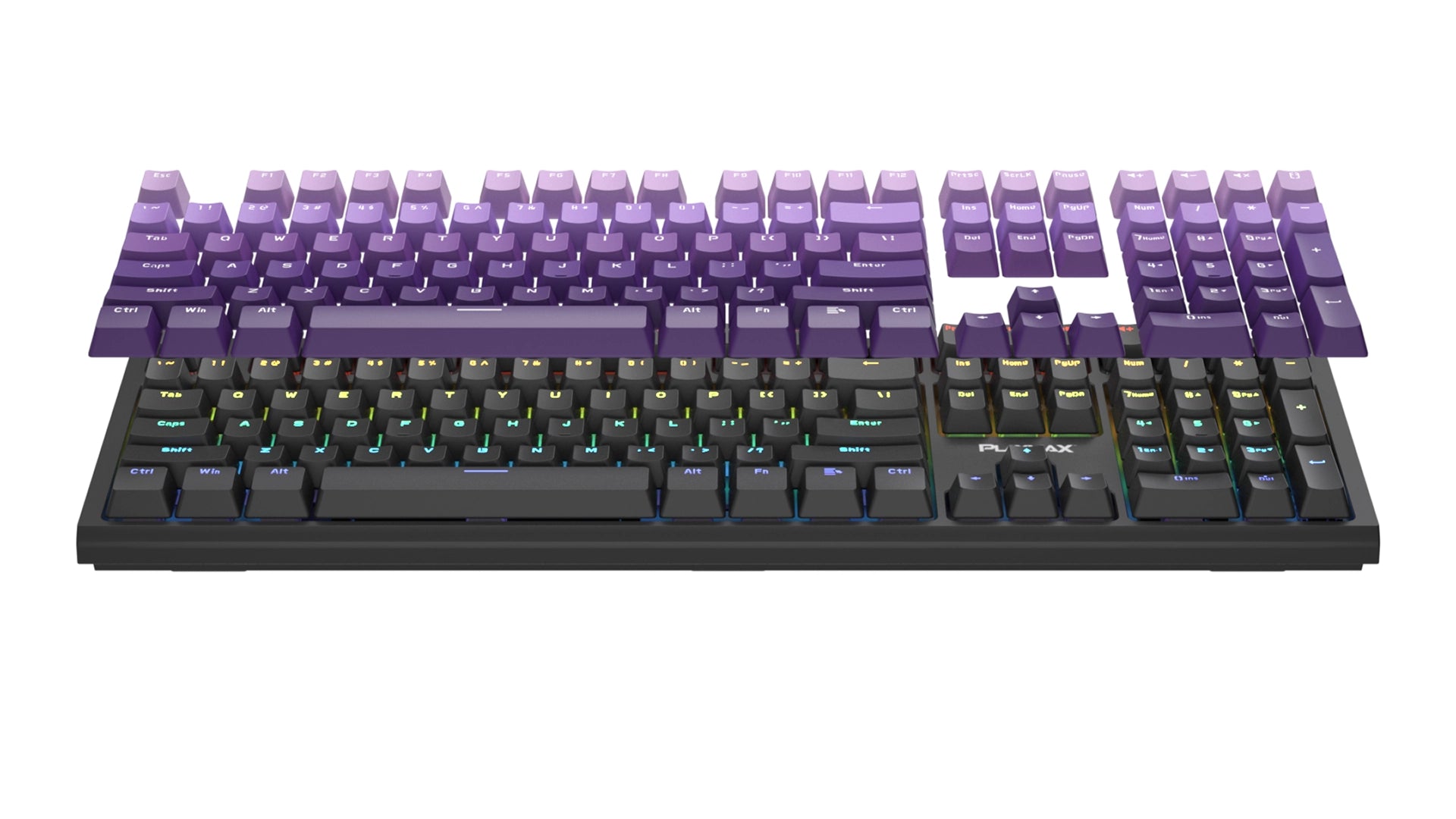 Playmax PRO Black RGB Mechanical Gaming Keyboard w/ Bonus Purple Key Caps