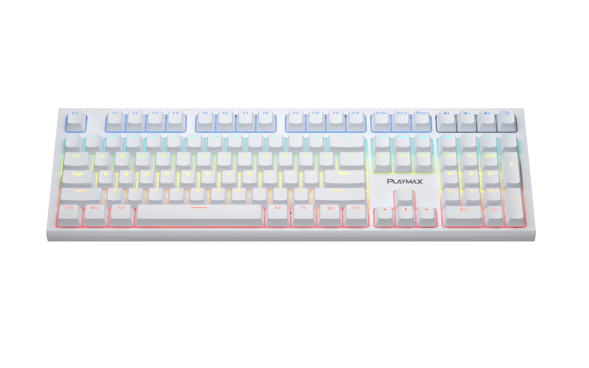 Playmax PRO White RGB Mechanical Gaming Keyboard w/ Bonus Blue Key Caps