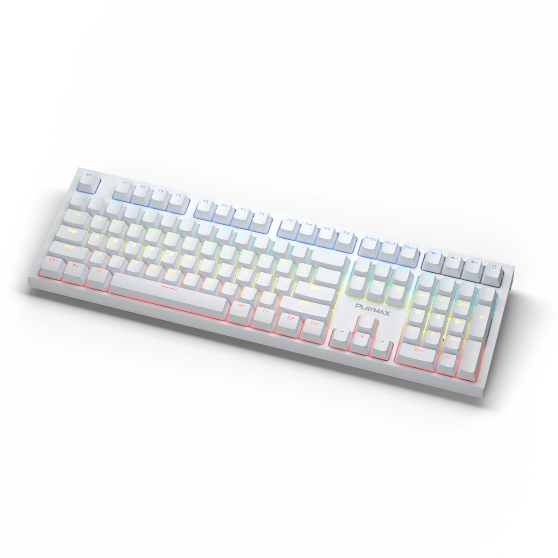 Playmax PRO White RGB Mechanical Gaming Keyboard w/ Bonus Blue Key Caps