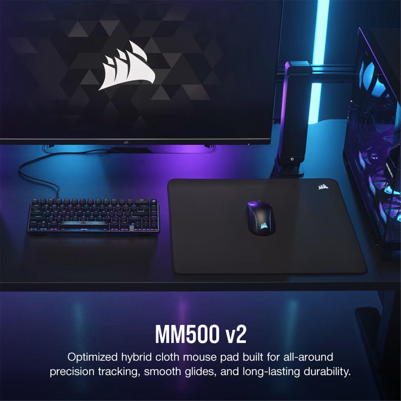 CORSAIR MM500 V2 Hybrid Cloth Gaming Mouse Pad - Large