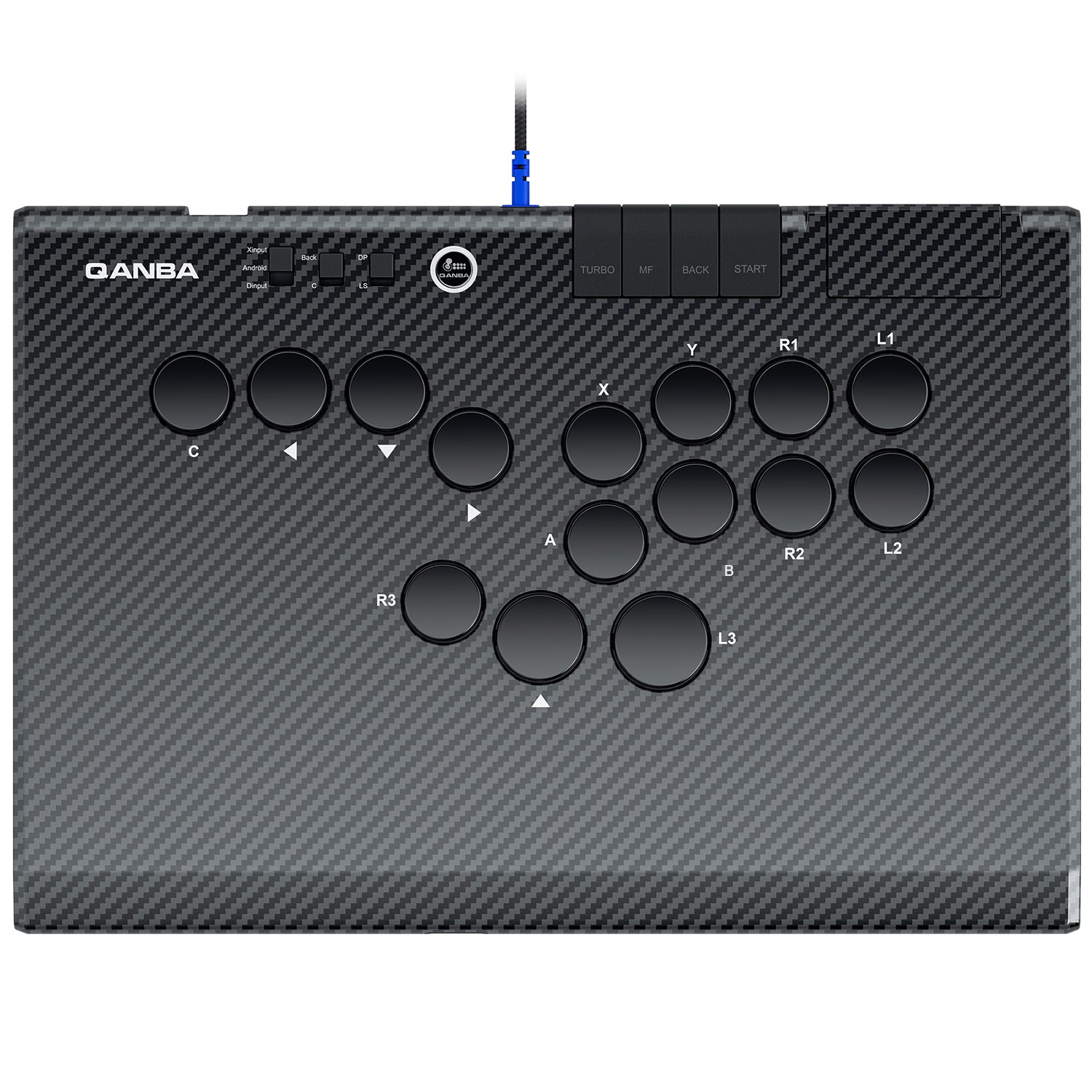 Qanba Ruby Arcade Controller - Carbon Fiber Black + FREE Carry Bag