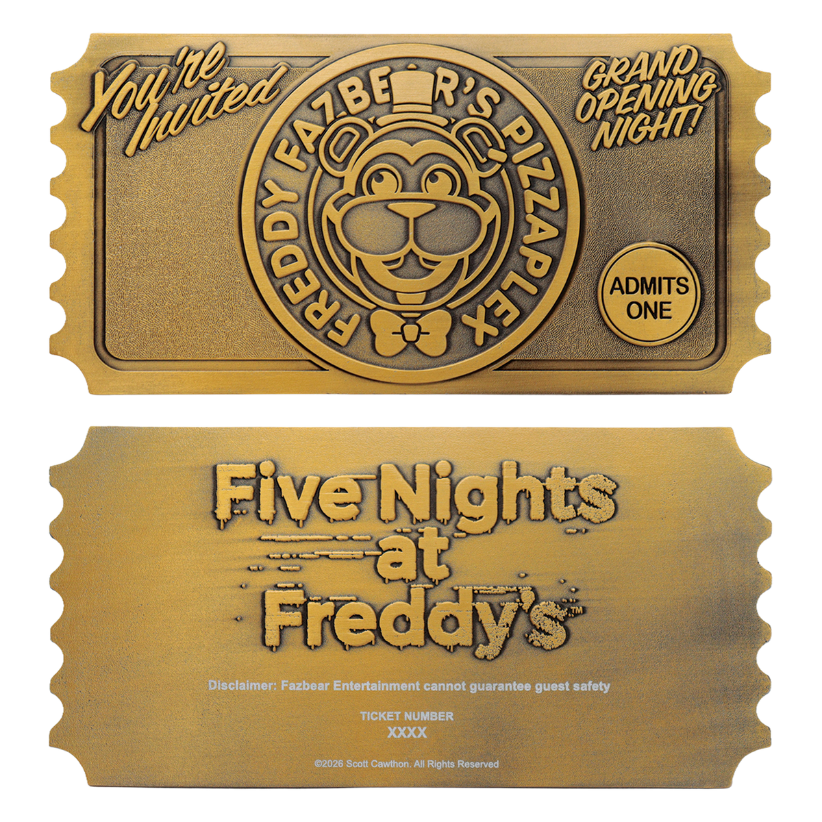 Five Nights at Freddy’s - Limited Edition Pizzaplex Opening Night Ticket