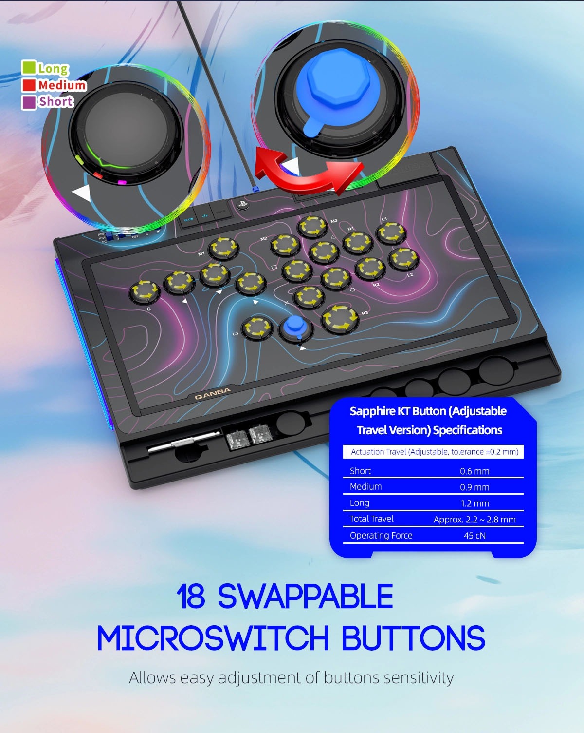 Qanba Sapphire Arcade Controller - PS5/PS4/PC