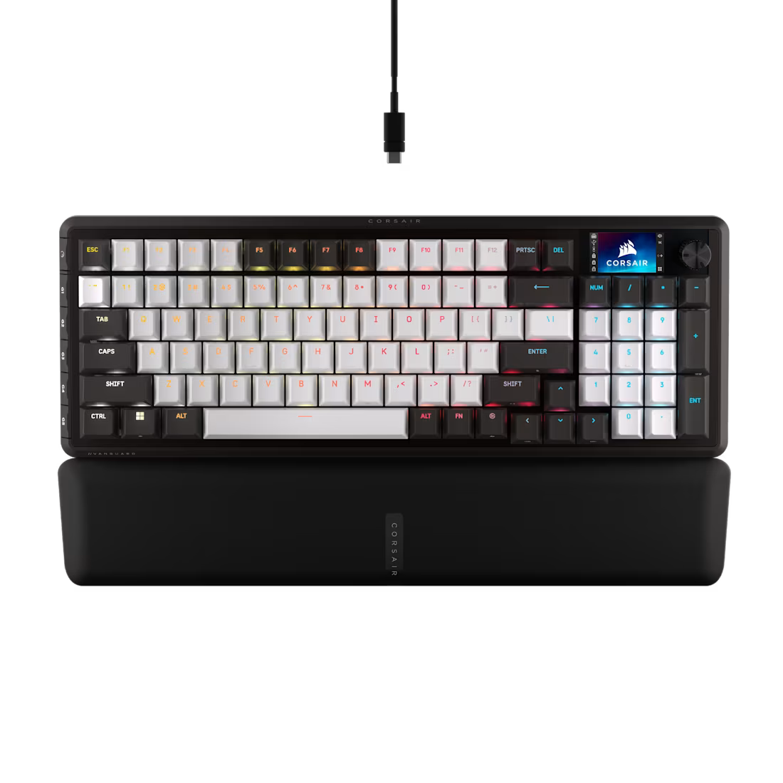 CORSAIR Vanguard 96-Pulse Dual Tone PBT  Black & White Keyboard