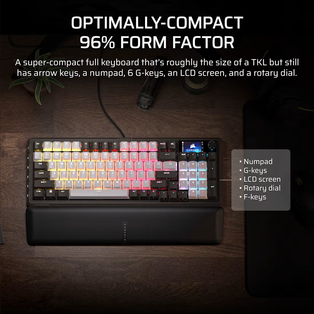 CORSAIR Vanguard 96-Pulse Dual Tone PBT  Black & White Keyboard