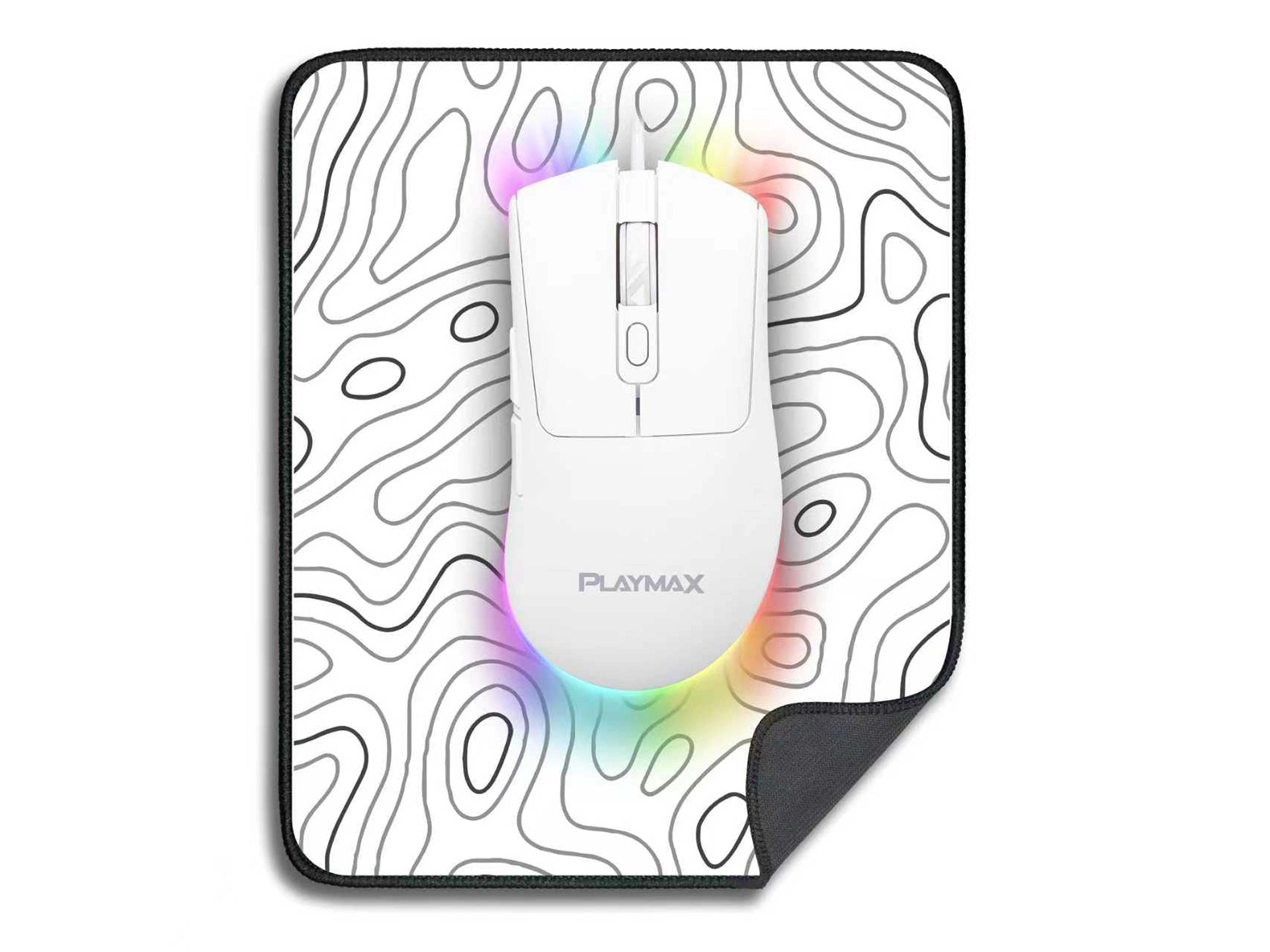 Playmax White RGB Gaming Mouse & Mat Combo