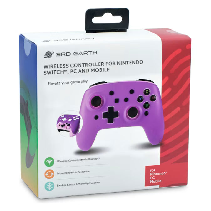 3rd Earth Wireless Controller for Nintendo Switch, PC and Mobile - Pink/Purple