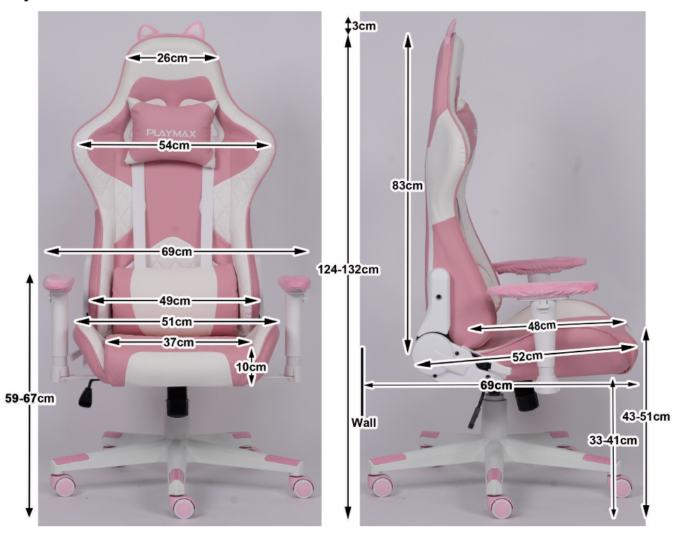 Playmax Studio Cat Gaming Chair - White/Pink
