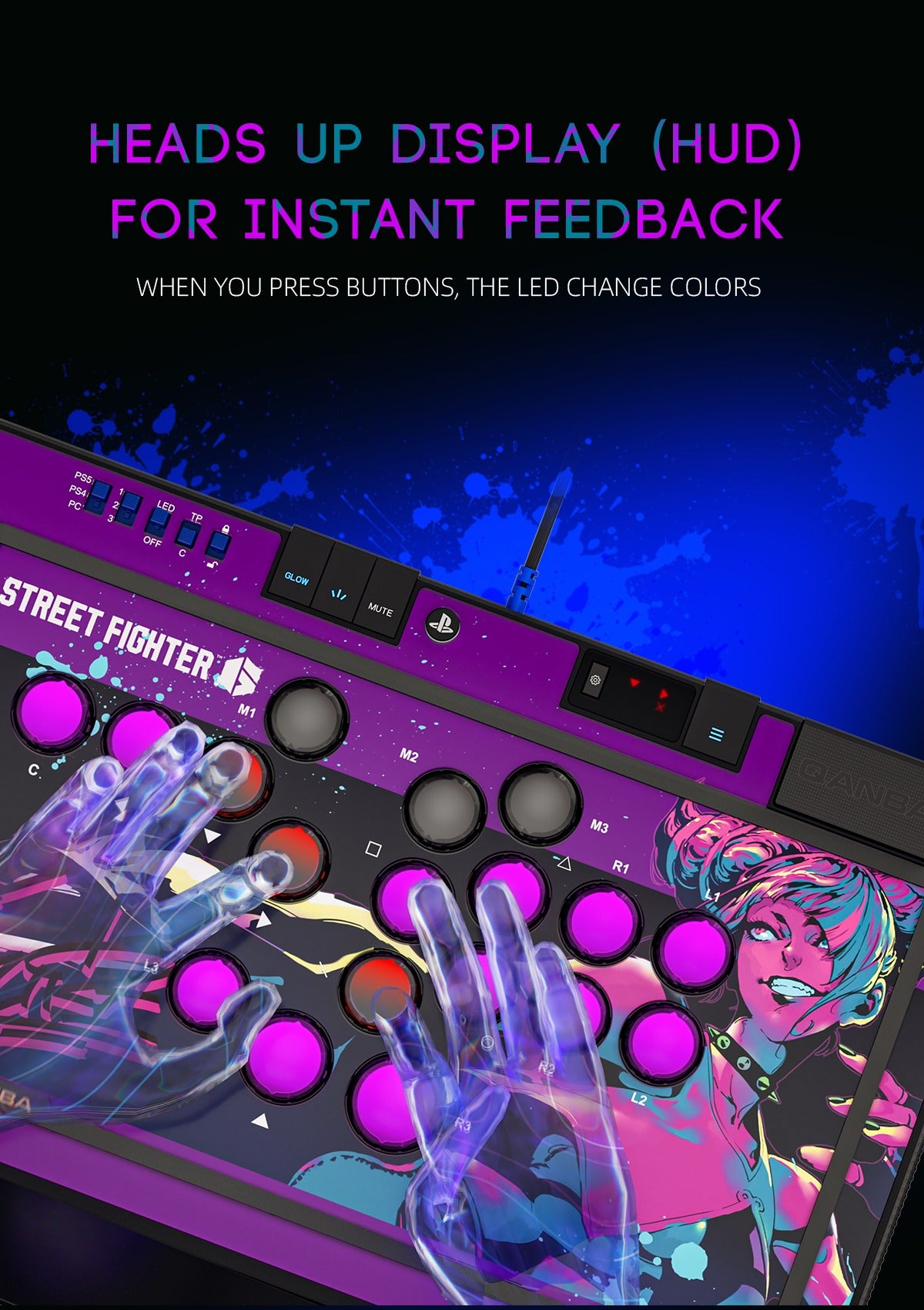Qanba Sapphire Arcade Controller: Street Fighter Juri Han Edition - PS5/PS4/PC